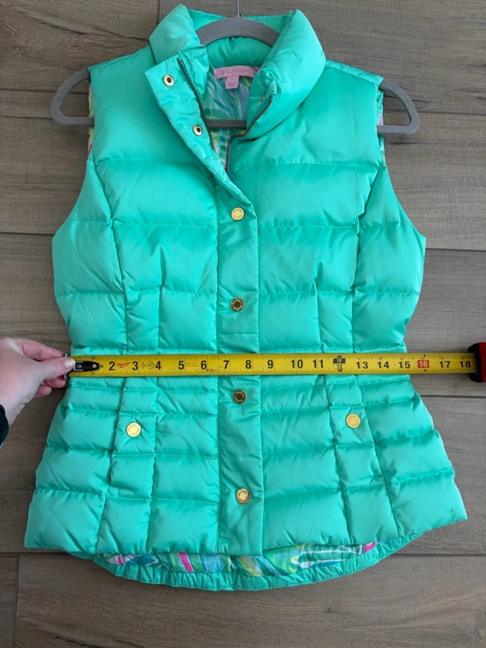 Lilly Pulitzer Isabelle Teal Green Sleeveless Down Filled Puffer Vest S - Picture 9 of 12